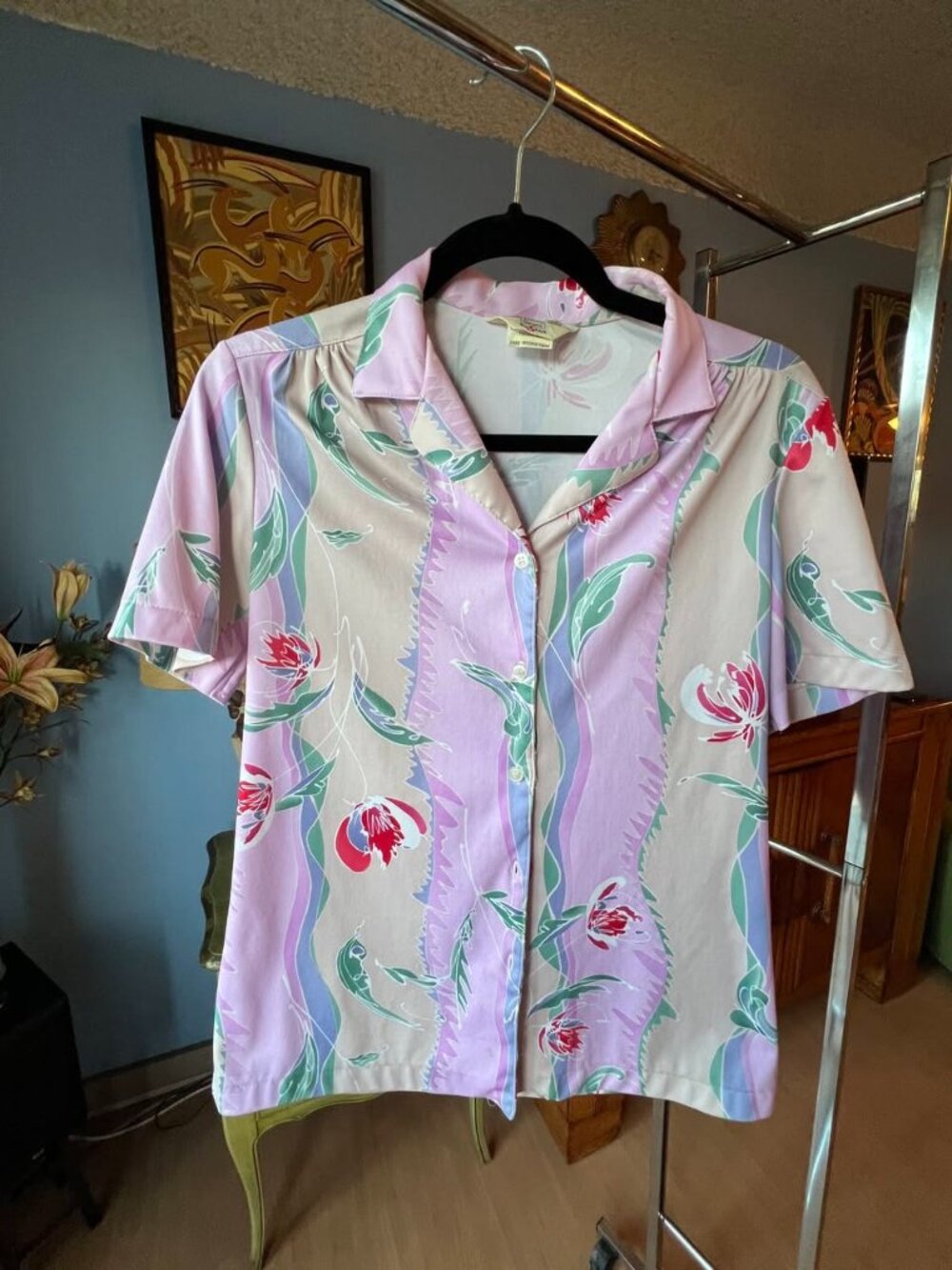 Vintage Sears Pink Tiki Shirt Medium